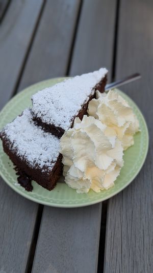 Vegan chocolate cake at Café Enehus in Einhaus