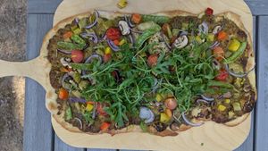 Vegan tarte flambee, extremely delicious at Café Enehus in Einhaus