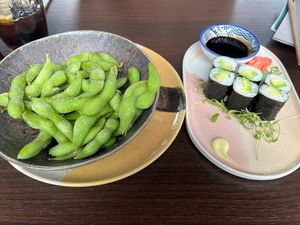 Edamame, avocado maki  at Champa in Metzingen