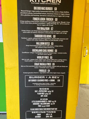 Future Yard Menu  at Future Yard CIC in Birkenhead