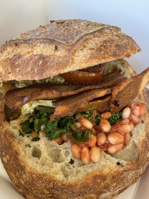 Breakfast in Bread - wild idea, was so good, 10/10   at Aunty Em's Deli & Coffee in Toronto