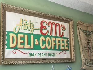 Adorable decor  at Aunty Em's Deli & Coffee in Toronto