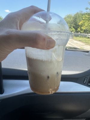 Soy salted caramel maple cold brew latte white HOMEMADE whipped creamm  at Aunty Em's Deli & Coffee in Toronto