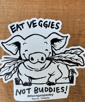 Sticker close upp  at Aunty Em's Deli & Coffee in Toronto