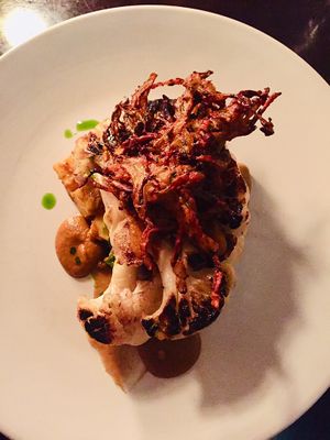 Vegan roasted cauliflower masala main, exceptional at The Moon in Kendal