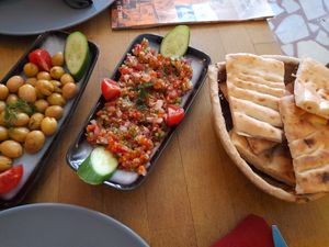 Olives, ezme, bread at Arch Bistro in Istanbul