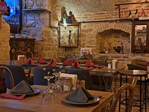 Indoor seating, super cozy at Arch Bistro in Istanbul