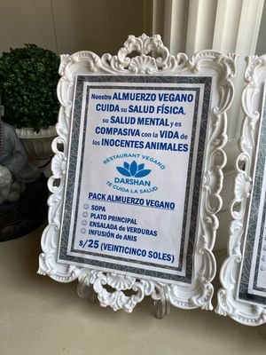 Menu of the day  at Darshan Vegetarian Restaurant in Iquitos