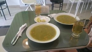 the delicious soup at Darshan Vegetarian Restaurant in Iquitos