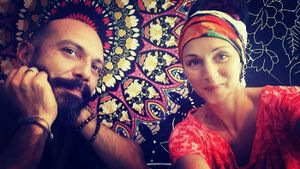 Satisfied after our delicious lunch at Darshan Vegetarian Restaurant in Iquitos