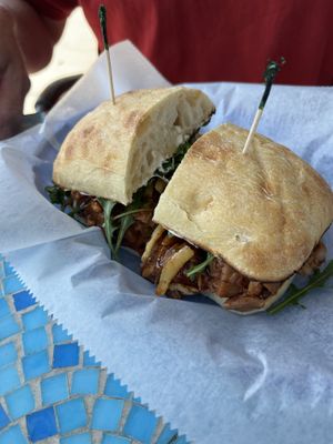 Vegan bull jackfruit sandwich, amazing!  at Cultural Kitchen Catering in Jacksonville