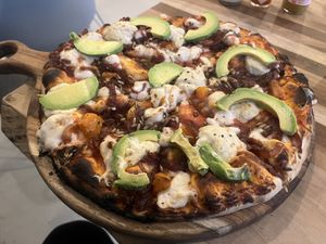 Spineosaurus- roasted butternut, avo, in house made feta, caramelized onions and toasted pumpkin seeds  at Pizzasaurus in Cape Town