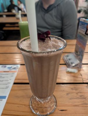 Iced cacau & coconut milk at Pizzasaurus in Cape Town