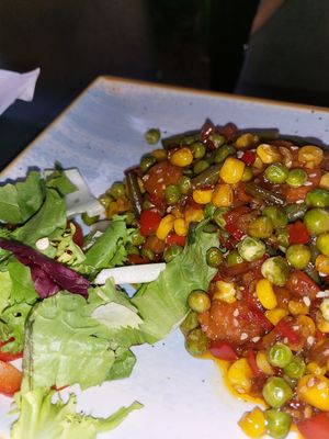 Cooked vegetables with green salad at Brother's Garden - New Zeppelin in Craiova