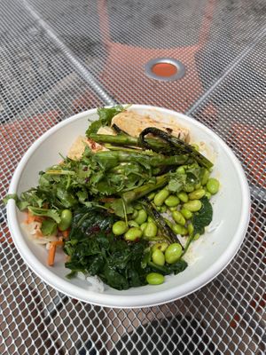 Mean greens with no sprouts and added tofu  at Motomaki in Boulder