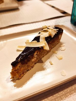 WAY too hard and it lacked the salted-caramel taste it was supposed to have. Still a pleasant dessert, if you like them dense. at Cheeky Leeks in Lisbon