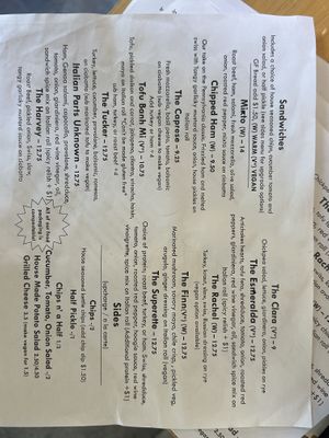 Menu as of Aug 2024  at The Half in Wilmington