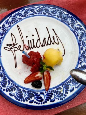 Complementary dessertt  at Los Tres Gallos in Matamoros