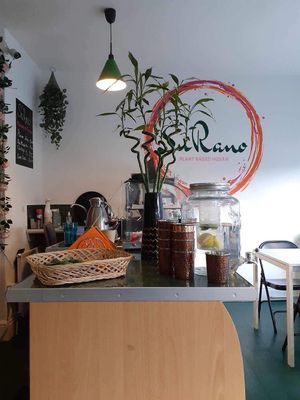 the lovely space indoors at SuRano Plant Based Indian bistro in Beeston