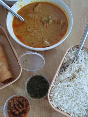 Korma and basmati rice. Very filling at SuRano Plant Based Indian bistro in Beeston