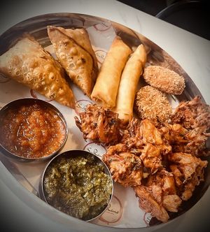 The Street Food Platter   at SuRano Plant Based Indian bistro in Beeston