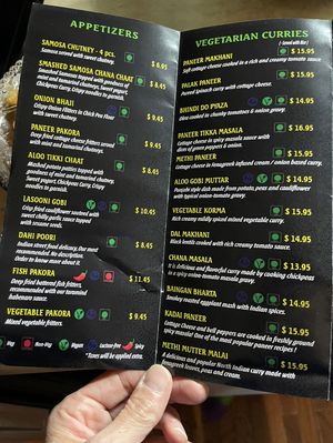 Their take-out menu. My two appetizers were ready for pick-up in only 10 minutes on a Thursday evening in September.   at The Curry House in Bancroft