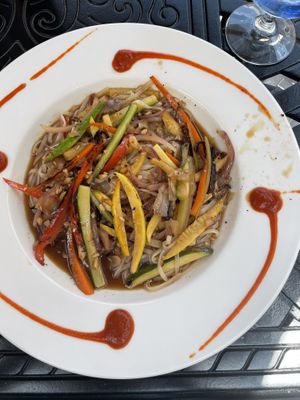 Asian rice noodles   at Blue Pointe Grille in Watkins Glen