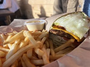 Gluten free lettuce wrapped Hawaiian burger   at Nice Burger in Long Beach