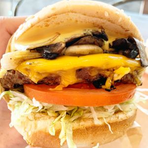 Shroom Burger  🍄 🍔 😁  at Nice Burger in Long Beach