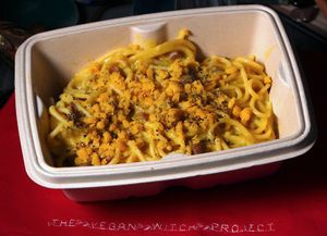 Creamy "carbonara" sauce, enriched with kala namak, vegan bacon, and our own parmesan. at The Vegan Witch in Cambridge