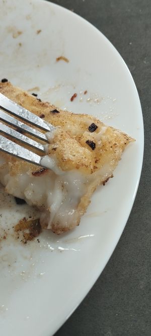 Fried at home the spookyrella (after coating in flour) at The Vegan Witch in Cambridge