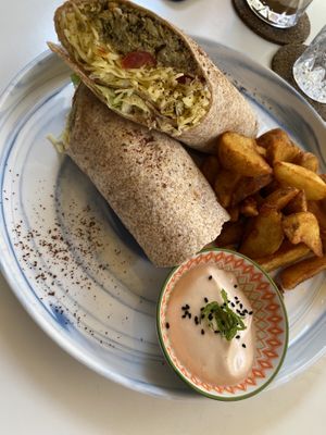 Chickpea tuna wrap  at Atheneon Bar in Kos