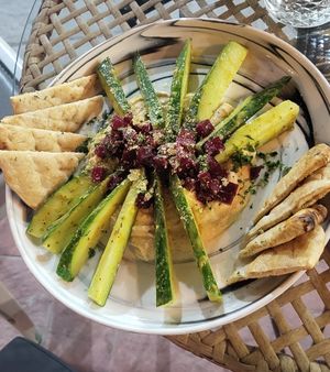 Hummus woth beetroot and pickled veg at Atheneon Bar in Kos