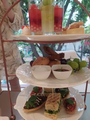 Mid tier - scones and fruit at Dear Dahlia - 디어달리아 카페 in Seoul