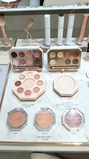 diverse cosmetic products at Dear Dahlia - 디어달리아 카페 in Seoul