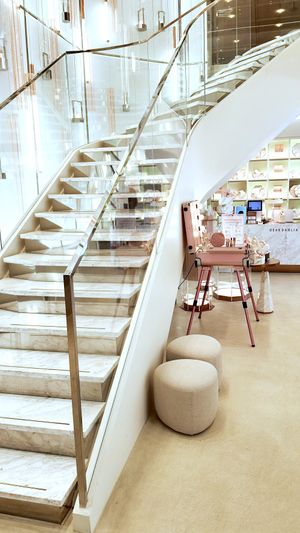 interior of location - stairs to 2nd floor at Dear Dahlia - 디어달리아 카페 in Seoul