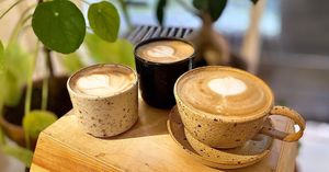 Ethically-sourced Ethiopian coffee. 
Cappuccino 38,-
Flat white 38,-
Cortado 36,-
Available with oat milk or organic cows milk. at Emmylou Café in Copenhagen