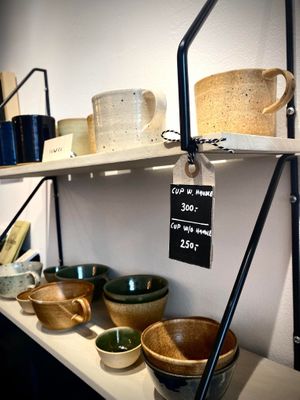 Local ceramics for sale. Price range 125,- to 300,- at Emmylou Café in Copenhagen