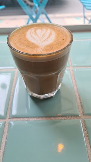 Latte with oatmilk at Emmylou Café in Copenhagen