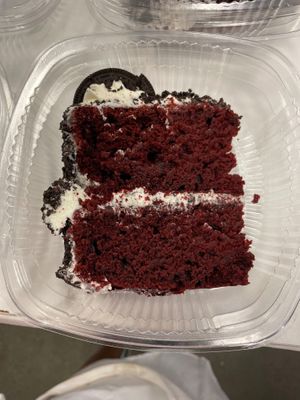 Red velvet cake slice buttercream frosting  at Scoops and Mini Desserts in Lawrenceville