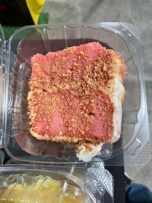 Strawberry krunch slice Kake.  at Scoops and Mini Desserts in Lawrenceville