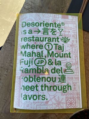 Menu  at Desoriente - Poblenou in Barcelona