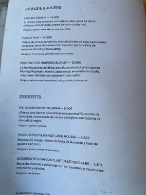 Menu  at Desoriente - Poblenou in Barcelona