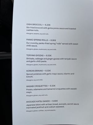 Menu I  at Desoriente - Poblenou in Barcelona