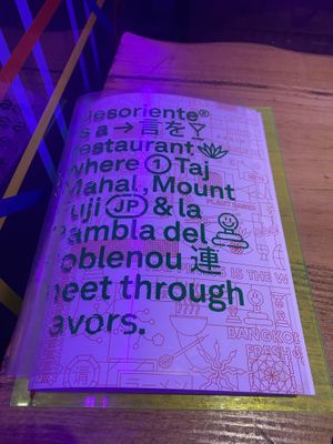 Menu   at Desoriente - Poblenou in Barcelona