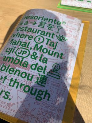 Menu  at Desoriente - Poblenou in Barcelona