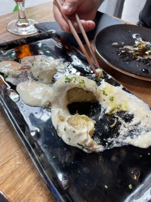 almost forgot to take a picture, here’s the half eaten berenjena al miso  at Desoriente - Poblenou in Barcelona