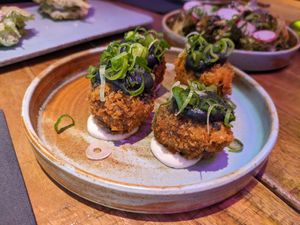 Eggplant arancini at Desoriente - Poblenou in Barcelona