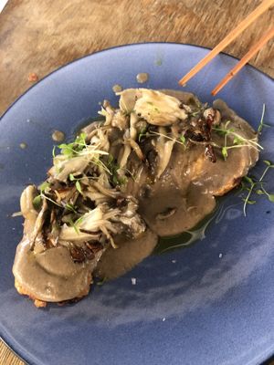 Tempeh and mushrooms   at Desoriente - Poblenou in Barcelona