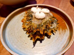 Shiso's tempura at Desoriente - Poblenou in Barcelona